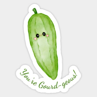 You're Gourd-geous Funny Gourd Pun Watercolor Sticker